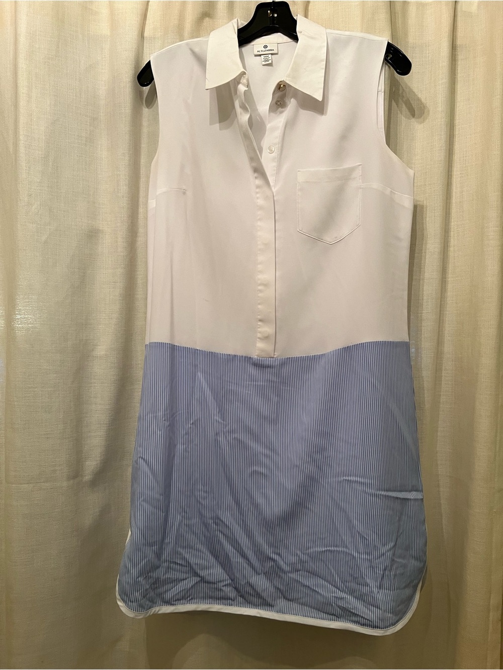 Altuzarra x Target White and Light Blue Sleeveless Shirt Tunic